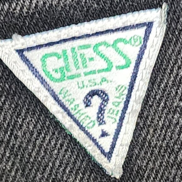 Guess Jeans Black Vintage Cotton Double Button Wide Leg Washed Jeans Size 32 XL - Picture 12 of 16